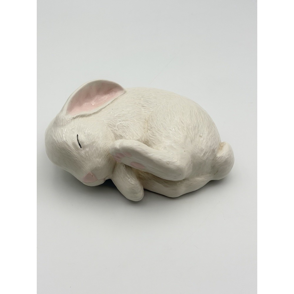 Vintage Ceramic Sleeping Bunny Figurine Cottagecore Decor FK 88